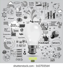 light bulb and drawing business strategy as concept ,vector
