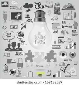 light bulb and drawing business strategy as concept ,vector 