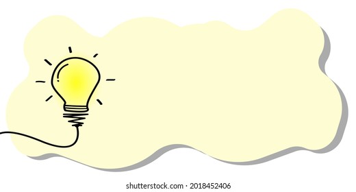 Light bulb drawn with yellow background. Design, free space, copy, creative and innovative ideas. vector illustration
