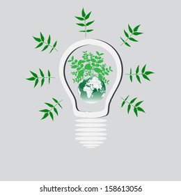 Light Bulb with Earth Globe. Vector concept