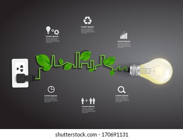 Light bulb eco concept idea, Vector illustration modern template design