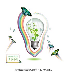 Light bulb for eco environmental concept, vector illustration