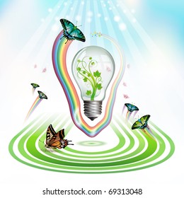 Light bulb for eco environmental concept, vector illustration