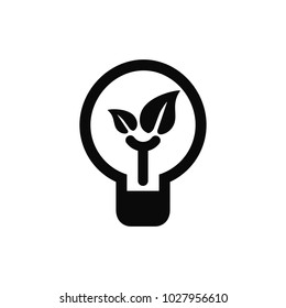 Light Bulb, eco leaf line icon vector