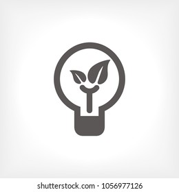 Light Bulb, eco leaf line icon vector