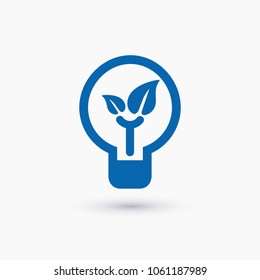 Light Bulb, eco leaf line icon vector