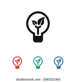 Light Bulb, eco leaf line icon vector