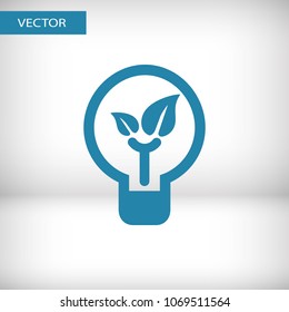 Light Bulb, eco leaf line icon vector