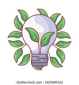 light bulb ecological with leafs