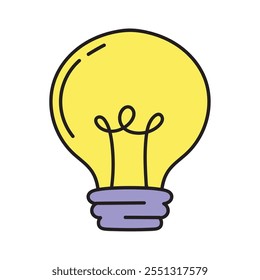light bulb education doodle icon isolated