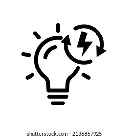 Light bulb with electric in circle. line icon style. suitable for renewable energy icon. simple design editable. Design template vector