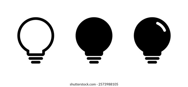 Light bulb, electric lamp icon set in generic style. Idea, insight, solution sign symbol