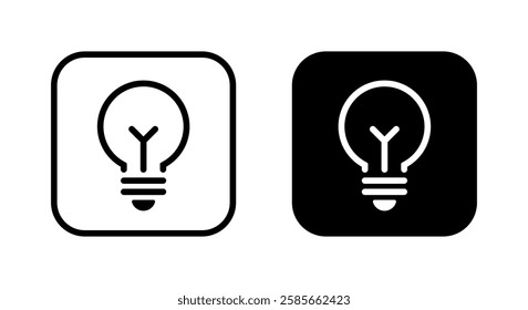 Light bulb, electric lamp icon on black square