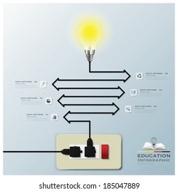 Light Bulb Electric Line Education Infographic Background Design Template