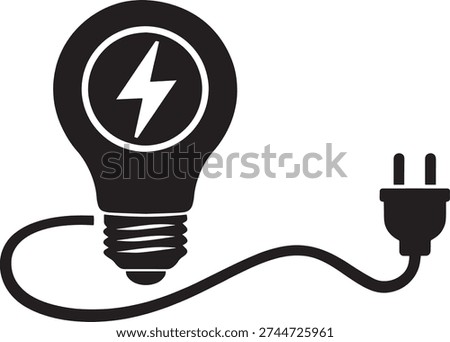Light Bulb with Electric Plug and Lightning Bolt Icon