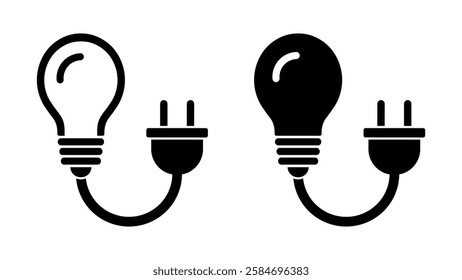 light bulb and electric plug, power icon
