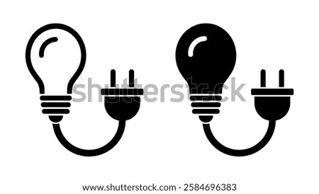 light bulb and electric plug, power icon
