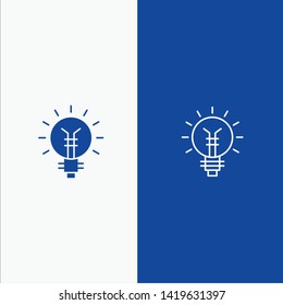 Light bulb, Bulb, Electrical, Idea, Lamp, Light Line and Glyph Solid icon Blue banner Line and Glyph Solid icon Blue banner