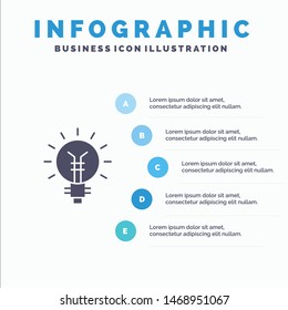 Light bulb, Bulb, Electrical, Idea, Lamp, Light Solid Icon Infographics 5 Steps Presentation Background. Vector Icon Template background