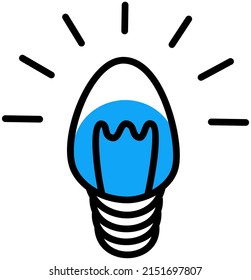 Light bulb, electrical lighting item isolated on white background. Symbol of new idea, creative project. Single line art icon of light bulb for business idea, brainstorming, search for solution