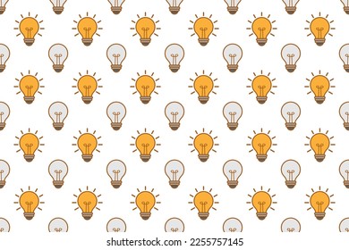 Light bulb electricity seamless pattern on white background vector design