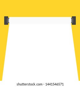 Light bulb emits white light on yellow background.