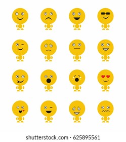 Light bulb emoticon set in flat style on white background vector illustration