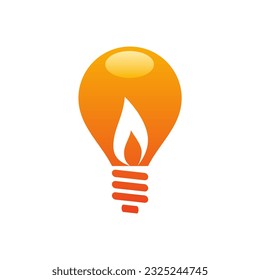 Light bulb energy flame logo vector image
