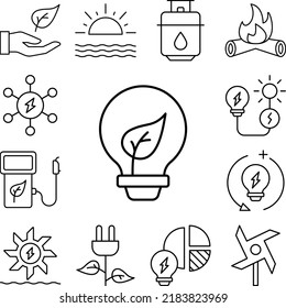 Light bulb, energy icon in a collection with other items