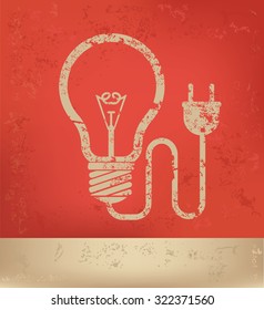 Light bulb energy on red background,poster grunge design