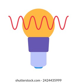 Light bulb energy radiance. Symbol of enlightenment, abstract techno element for modern and retro technological design. Simple color vector pictogram isolated on white background
