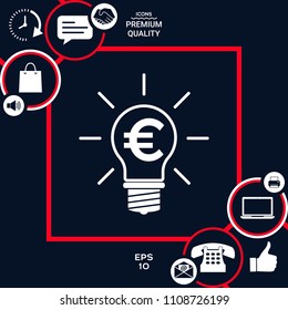 Light bulb with euro symbol business concept