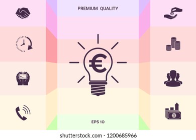 Light bulb with euro symbol business concept