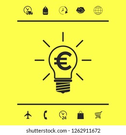 Light bulb with euro symbol business concept. Graphic elements for your design
