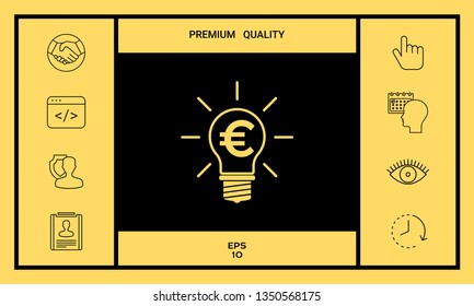 Light bulb with euro symbol business concept. Graphic elements for your design