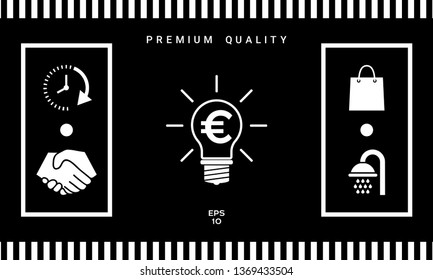 Light bulb with euro symbol business concept. Graphic elements for your design