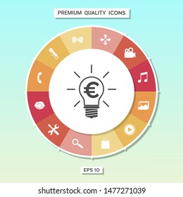 Light bulb with euro symbol business concept. Graphic elements for your design
