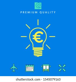 Light bulb with euro symbol business concept. Graphic elements for your design