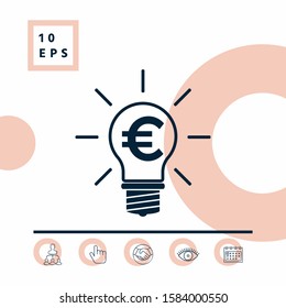 Light bulb with euro symbol business concept. Graphic elements for your design