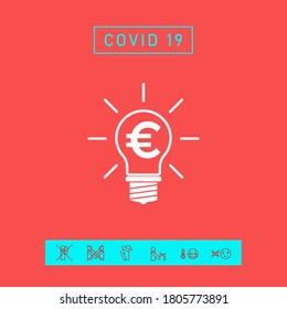 Light bulb with euro symbol business concept. Graphic elements for your design