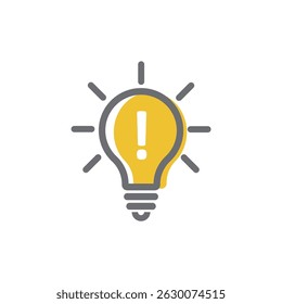 Light bulb with exclamation mark, icon, vector.