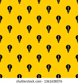 Light bulb with exclamation mark inside pattern seamless vector repeat geometric yellow for any design