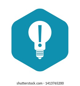 Light bulb with exclamation mark inside icon in simple style isolated vector illustration
