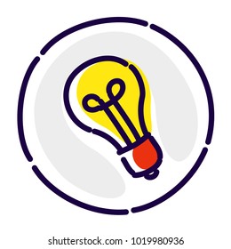 Light bulb, exclusive logo, emblem. Vector flat icon. Image is isolated on white background. Light bulb as a symbol of the idea. Corporate identity. Icon for print and web.