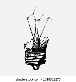 The light bulb explodes and the glass is shattered
