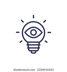 light bulb and eye line icon on white