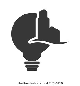 light bulb factory industry ecology silhouette icon. Flat and Isolated design. Vector illustration