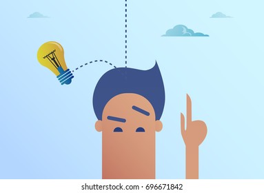 Light Bulb Falling On Business Man Head New Idea Concept Flat Vector Illustration