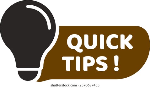 Light bulb featuring a speech bubble filled with the words quick tips, symbolizing fast solutions, effective problem solving, and valuable advice for various challenges