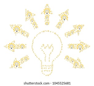 Light Bulb figure created in the shape of light bulb elements. Vector iconized collage designed with simple pictograms.